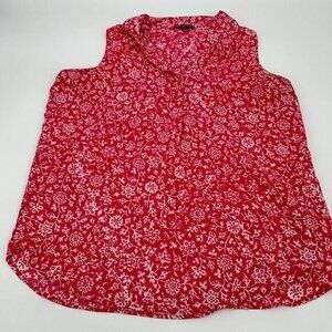 Adrianna Papell Womens Top L Pink Sleeveless Casual Preppy Lightweight Floral